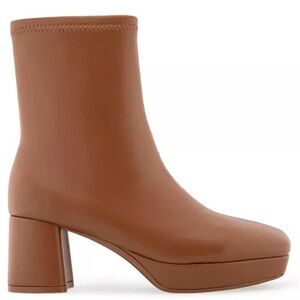 AEROSOLES “Sussex” Mid-Calf Platform Zip Up Boots in Cognac. New Without Tag.